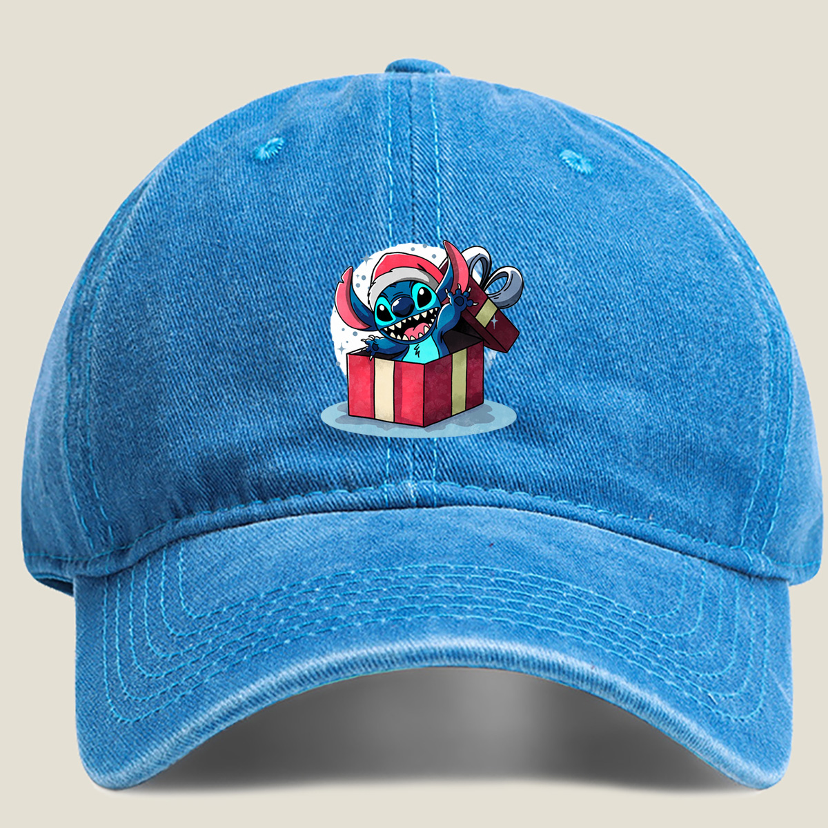 Stitch in Christmas Gift Box - Washed Denim - Baseball Cap