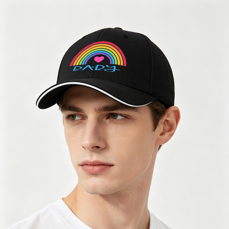 Unisex Classic Sandwich Hat with Rainbow Heart and 