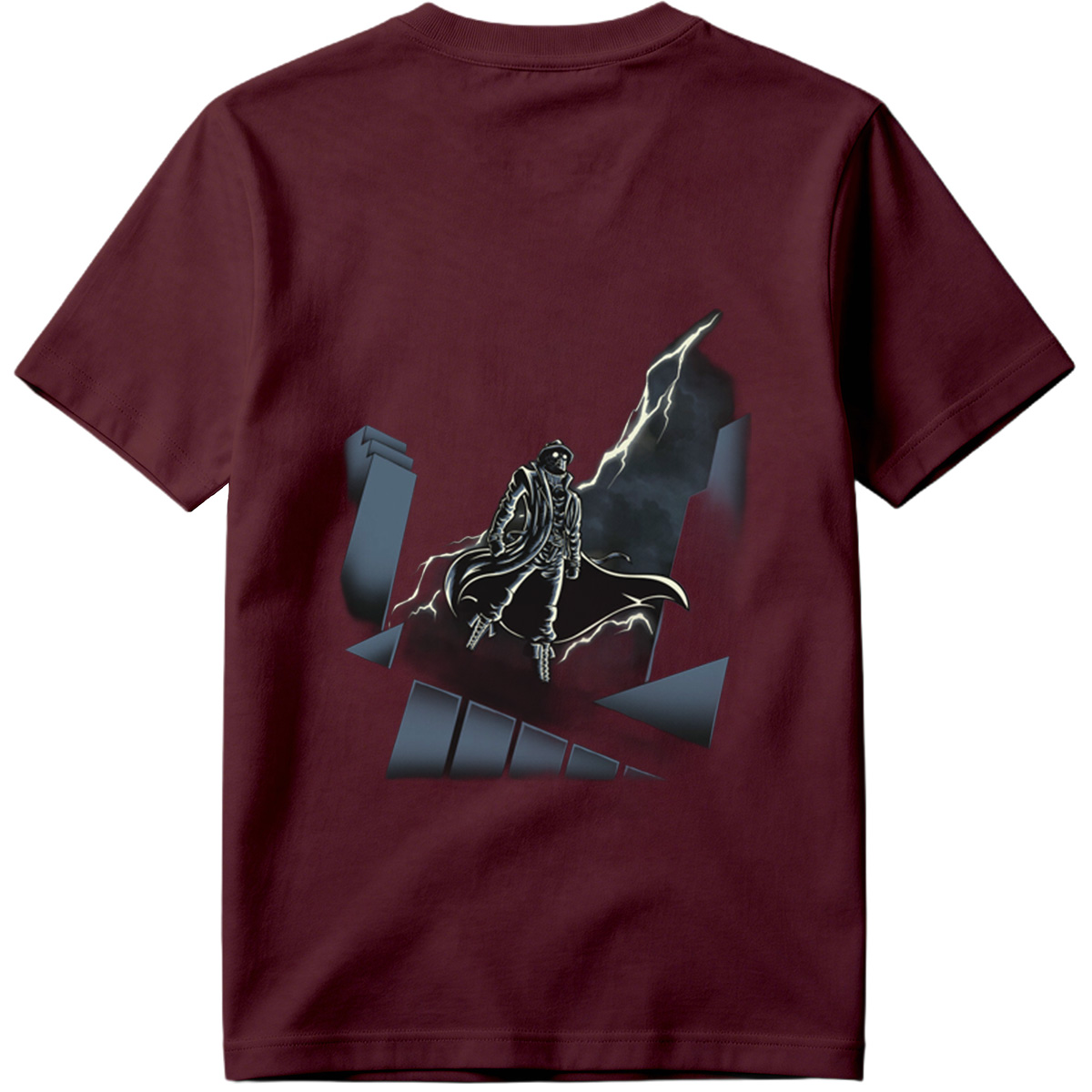 The Shadow of the Storm: Dark Hero on Rooftop - Tee