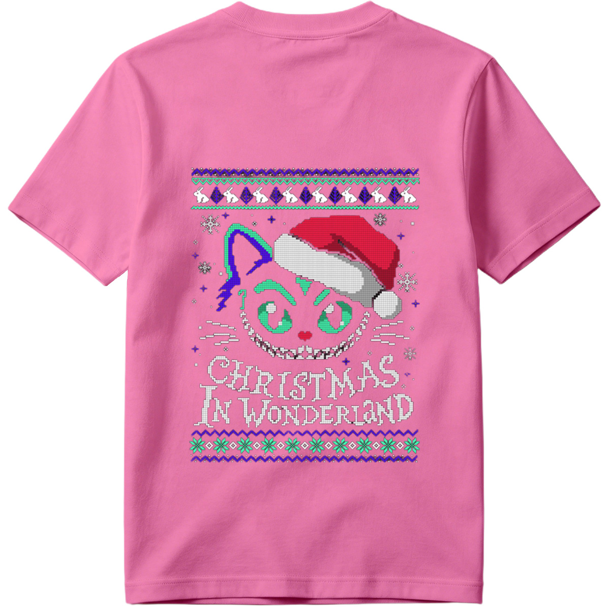 Christmas in Wonderland: Cheshire Cat Ugly Sweater Design - Tee