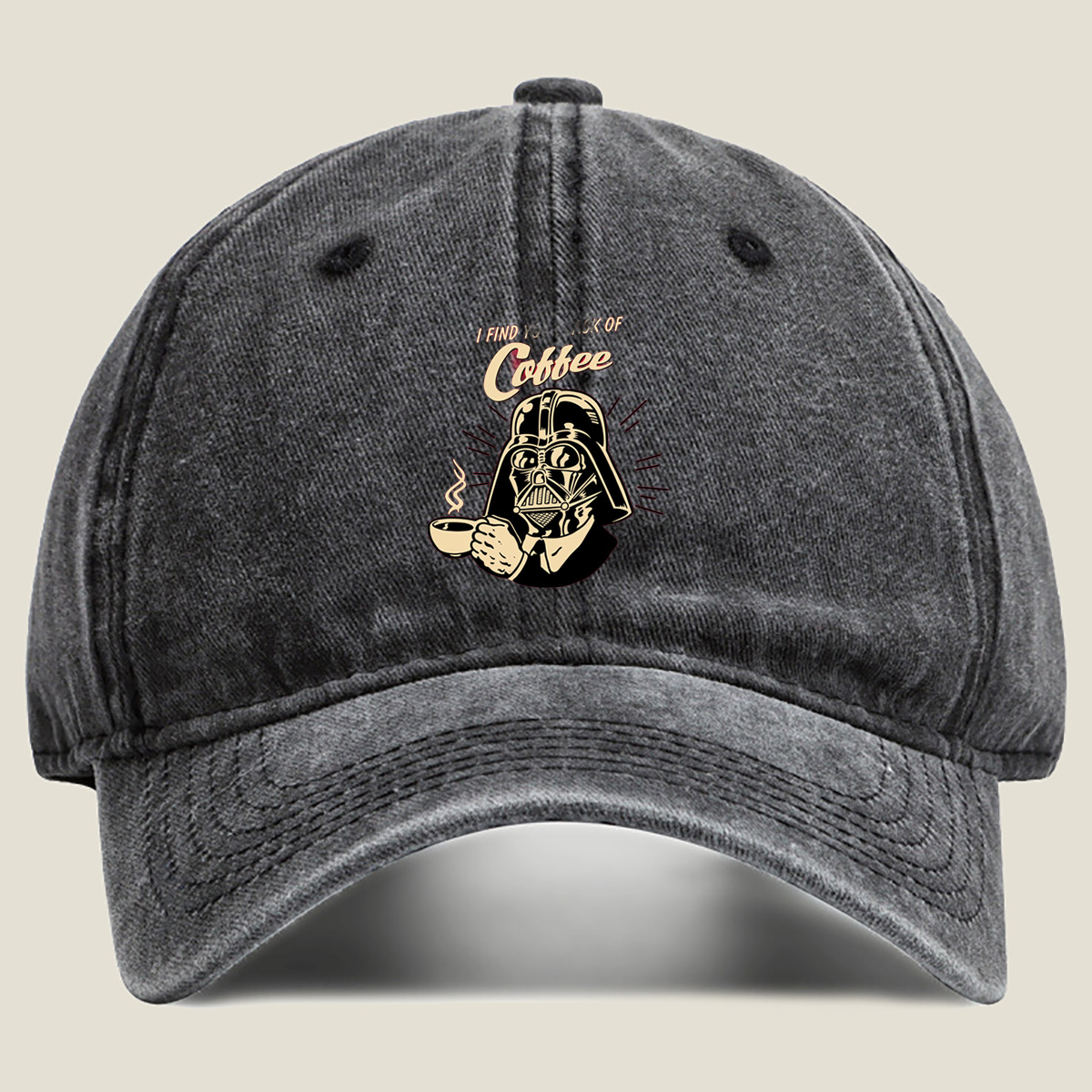Darth Vader Coffee Poster - Washed Denim - Baseball Cap