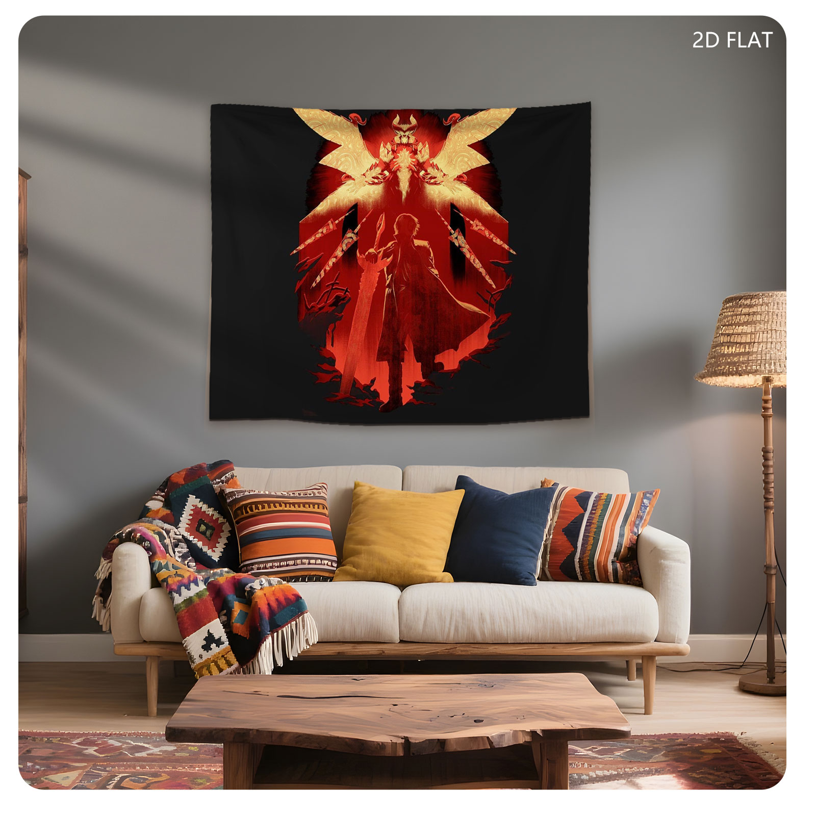 Demon King and Warrior: Shadow Duel in Crimson Realm - Tapestry