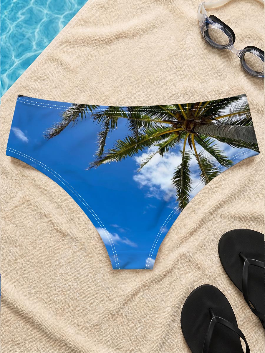 Tropical beach with palm trees and clear blue water -  Men's swim trunks