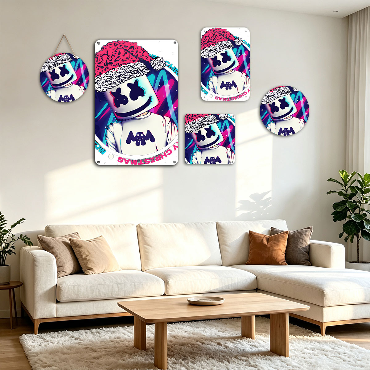 Marshmello Wears Santa Hat, Merry Christmas Celebration - painting