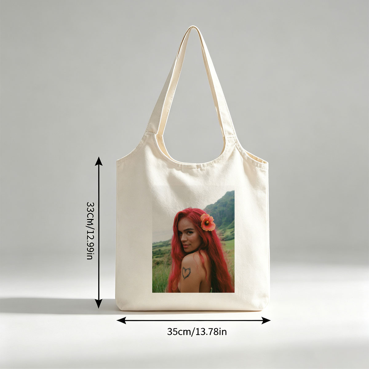 Bella Thorne in Nature with Red Hair and Flower in Hair - Canvas shoulder bags/