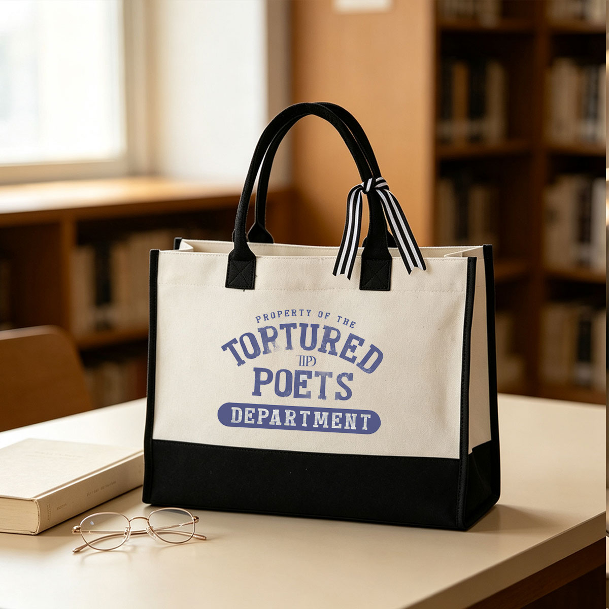 Property of the Tortured Poets Department - Taylor Swift's Album Branding - Canvas patchwork gift tote bag
