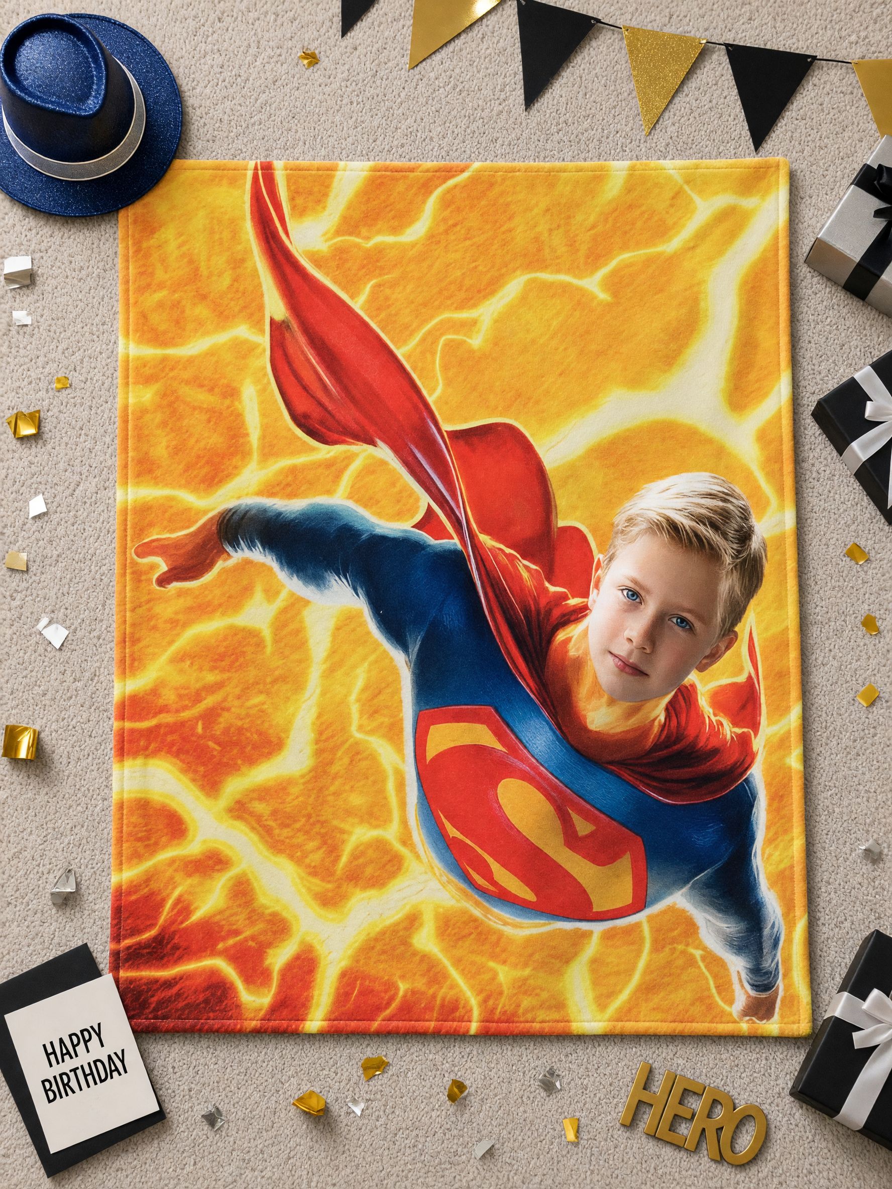 Custom Face Photo Blanket Personalized Superhero Flannel Throw Ultra Soft Warm Fleece Wrap Ideal Personalized Gift