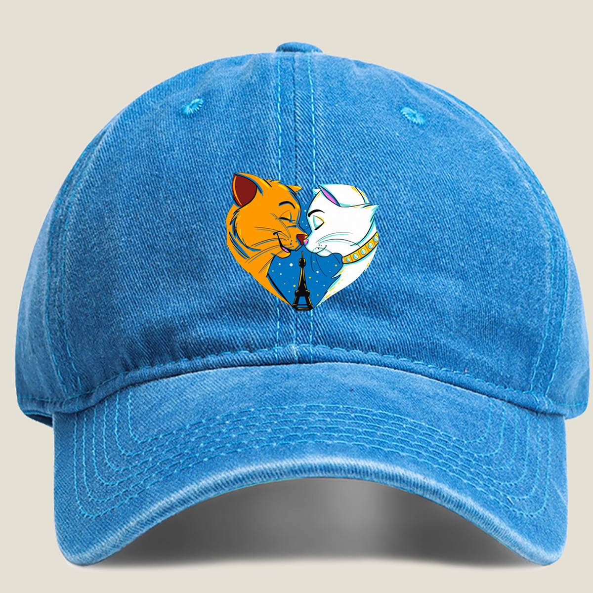 The Aristocats: Thomas O'Malley and Marie - Washed Denim - Baseball Cap