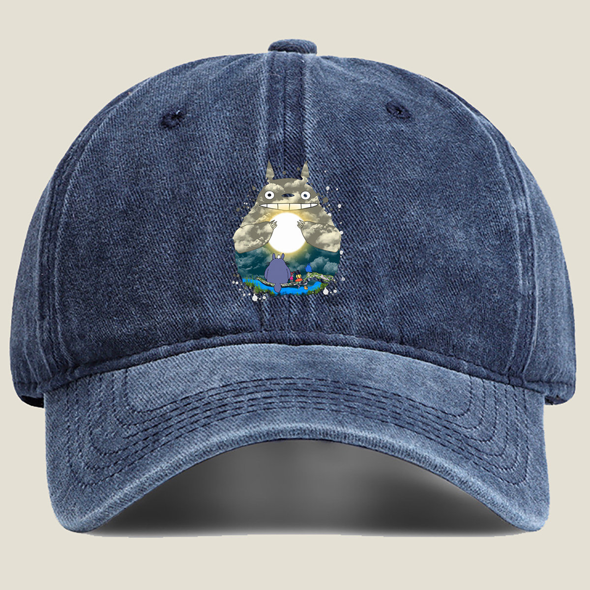 Totoro and Friends Under the Moonlight - Washed Denim - Baseball Cap