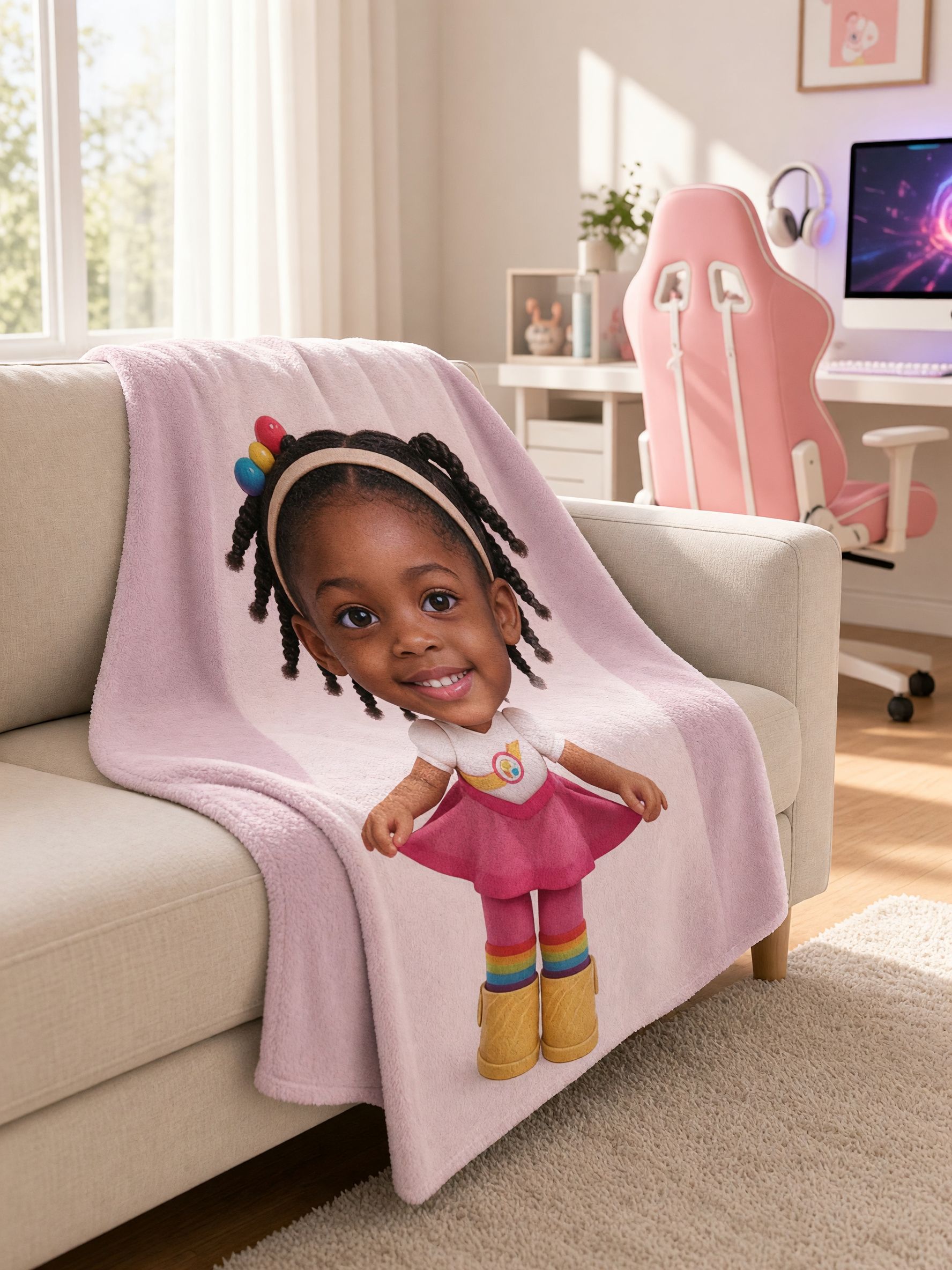 Custom Face Photo Blanket Personalized Flannel Throw Fleece Anti-Pilling Cozy Bedding Keepsake Gift for Kids and Family