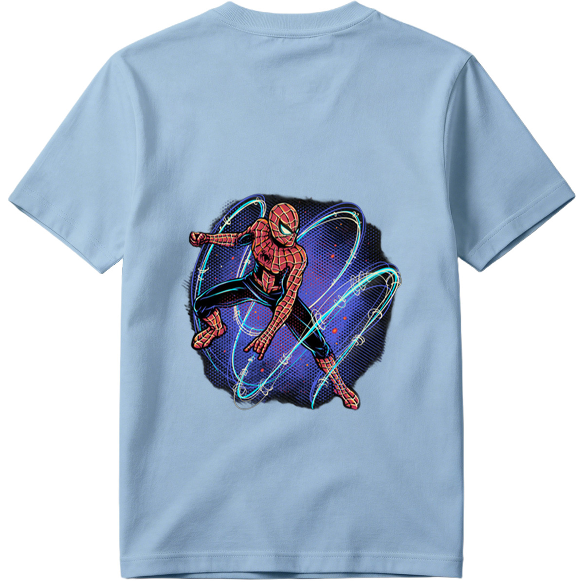 Spider-Man in Action with Dynamic Web Swirls - Tee