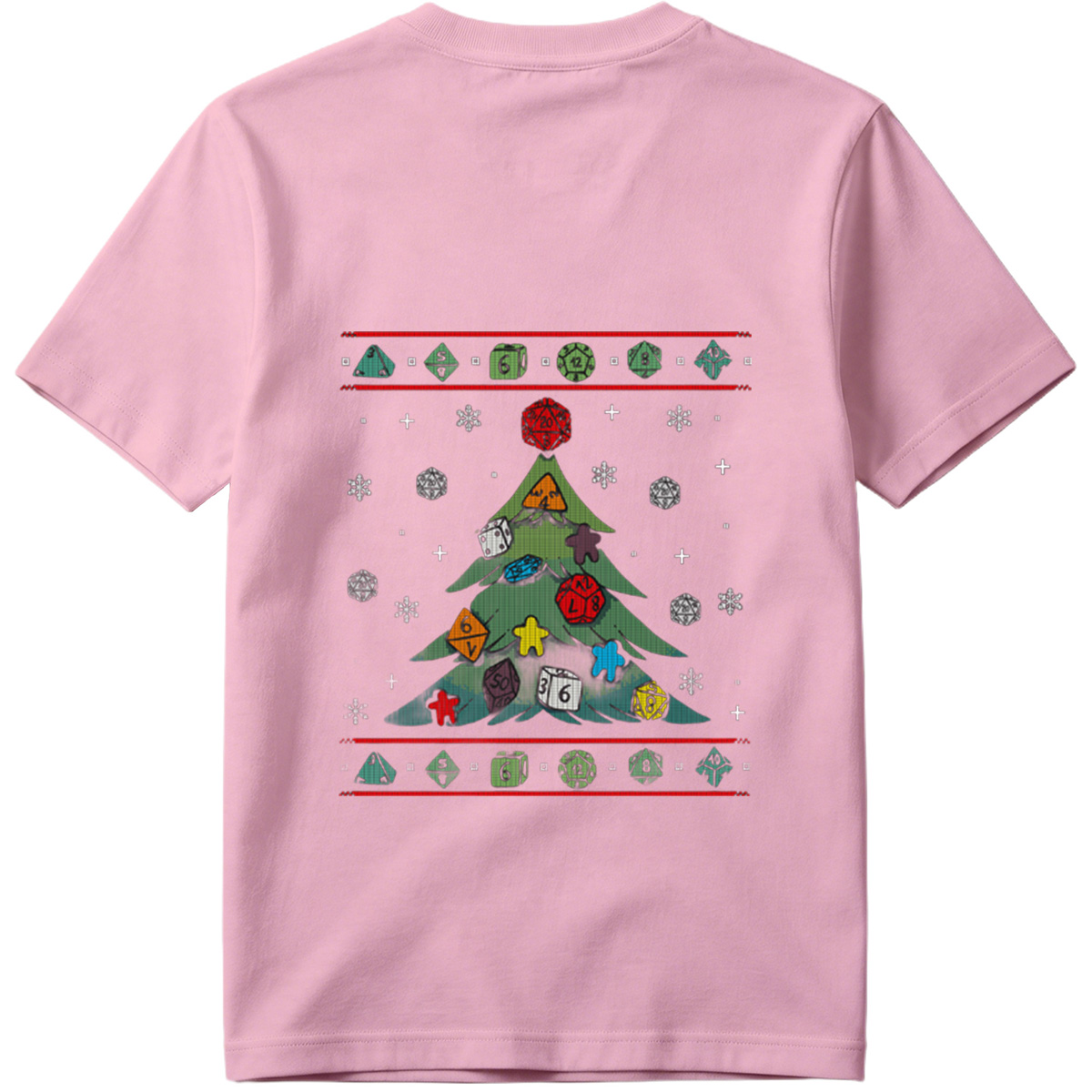 D&D Christmas Tree with Polyhedral Dice Decorations - Tee