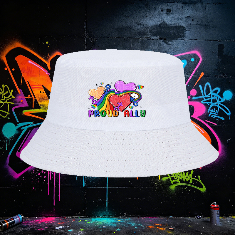 Unisex Fisherman Hat with Rainbow Pride Hearts and 