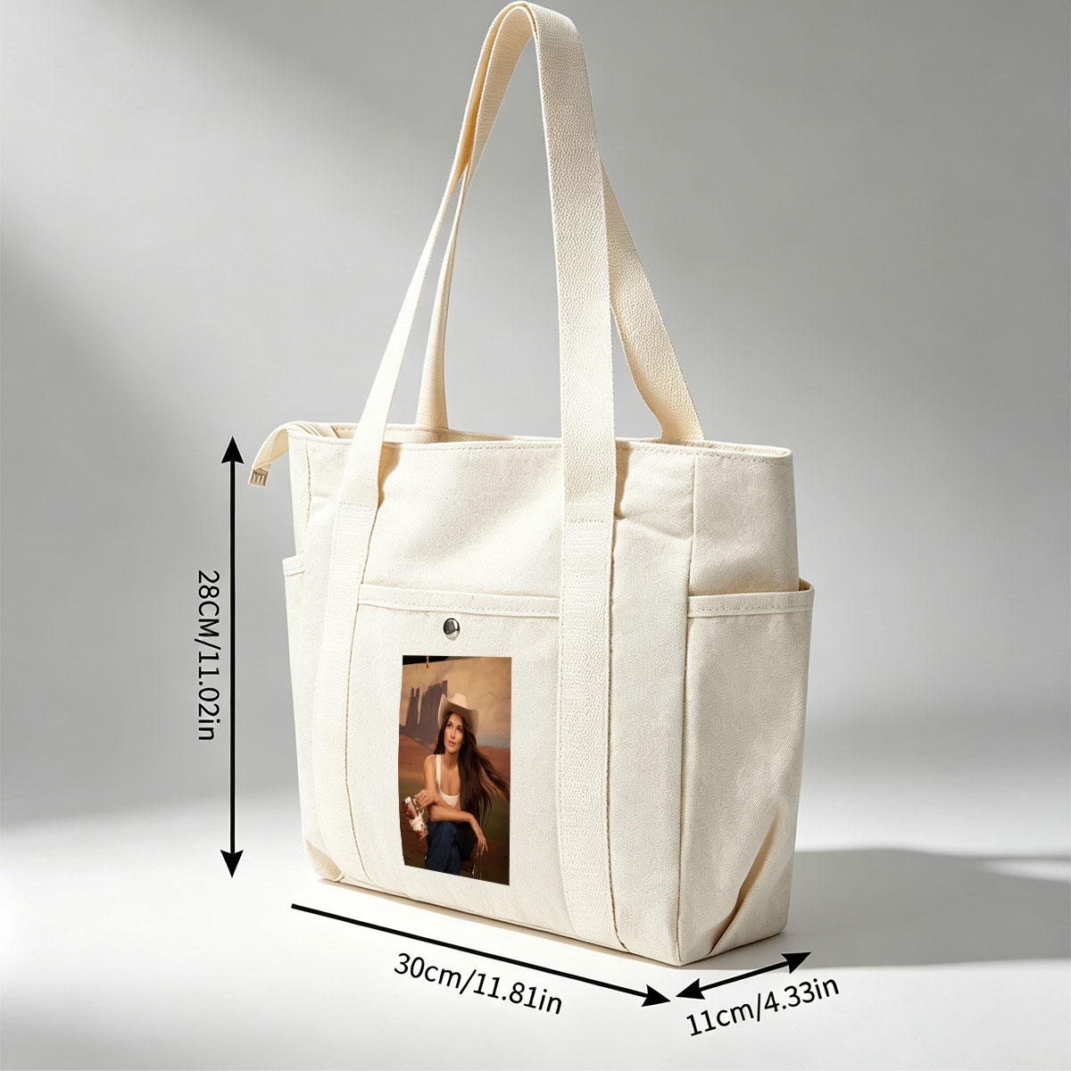 Jennifer Lopez in Cowboy Hat Holding a Mug Against Desert Backdrop - Multi-pocket bags