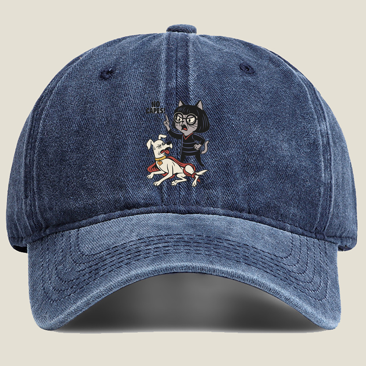 Krypto the Superdog and Streaky the Supercat: No Capes! - Washed Denim - Baseball Cap