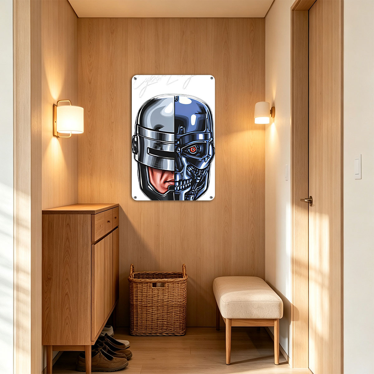Cyborg Lucky: Half Human, Half Machine - painting
