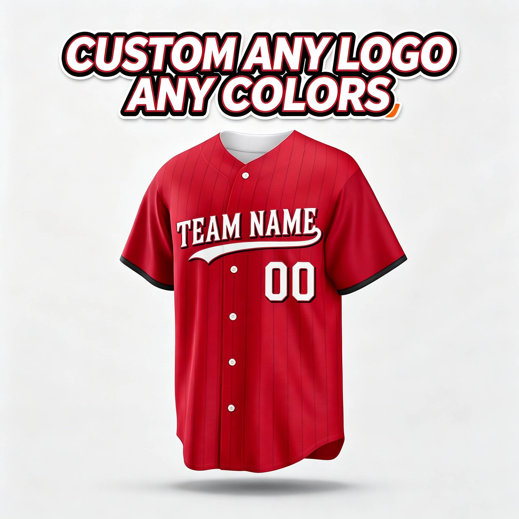 Custom Printed Cincinnati City Connect Style Baseball Jersey Crimson Red Black Trim Button Down Shirt for Men and Women