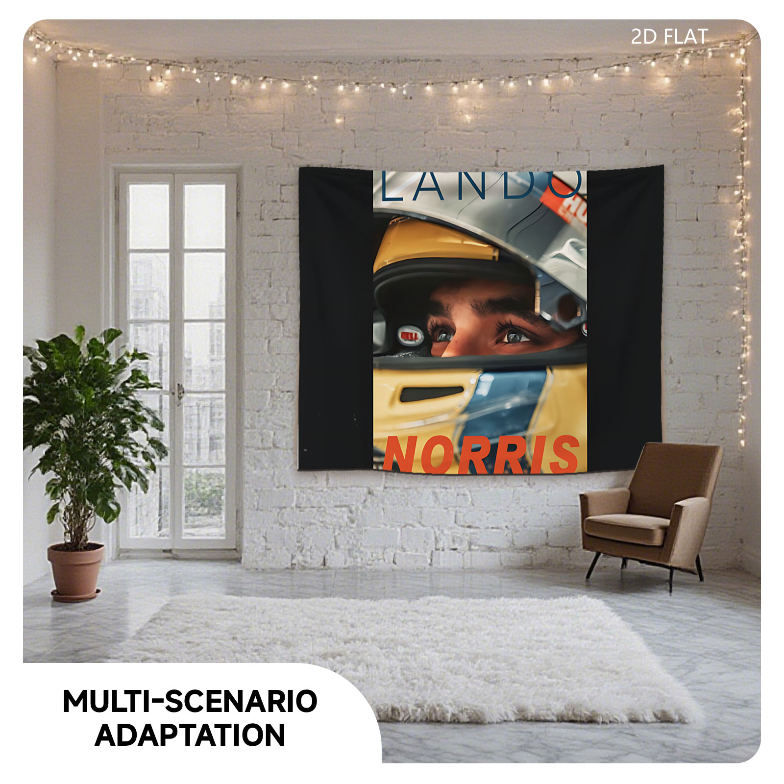 Lando Norris in Racing Helmet, Formula 1 Driver, McLaren Team - Tapestry