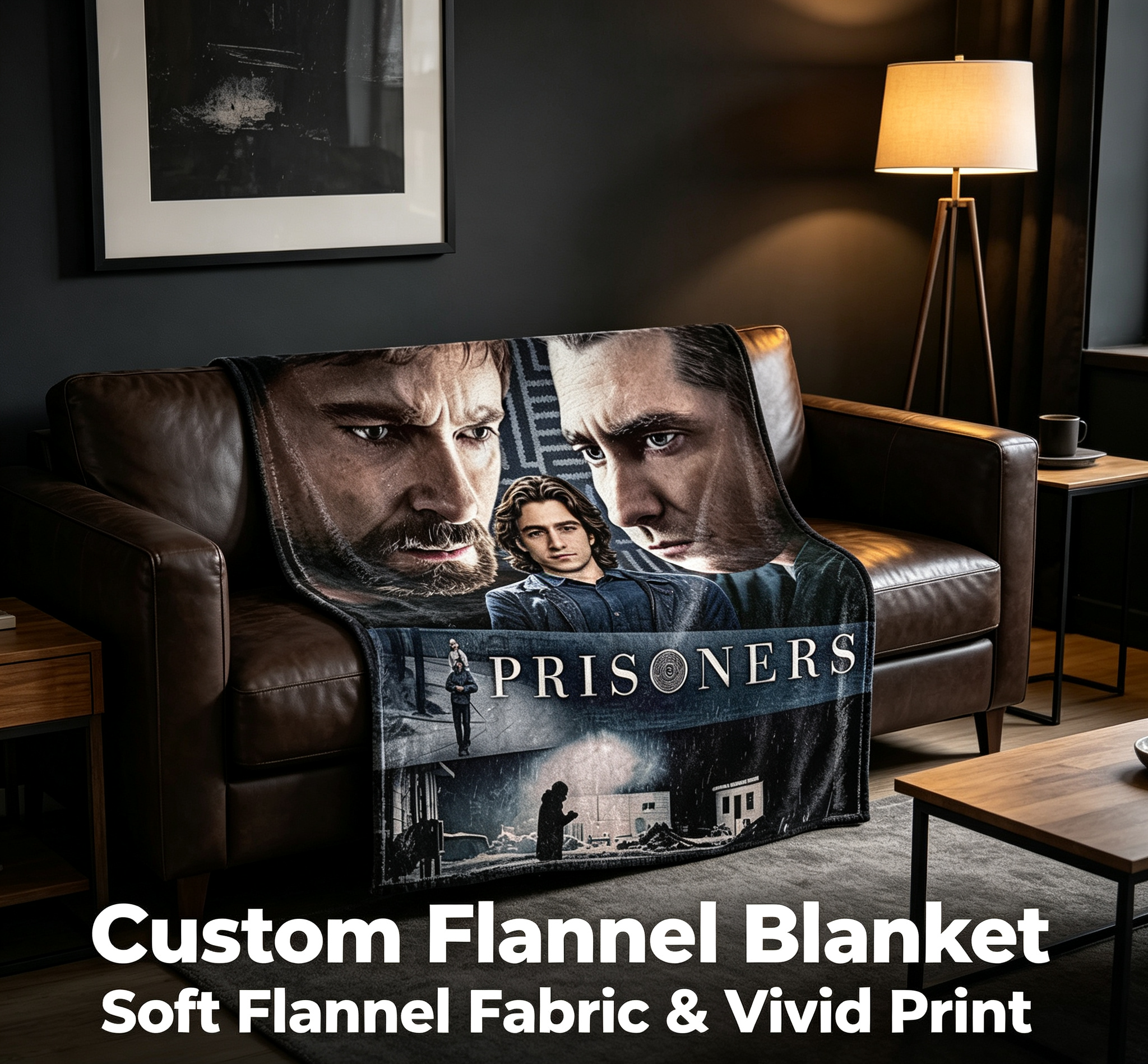 Custom Face Blanket Prisoners Movie Characters Flannel Blanket Perfect for Couch Watching or Gifting Fans of Drama Films and Hollywood Cinema