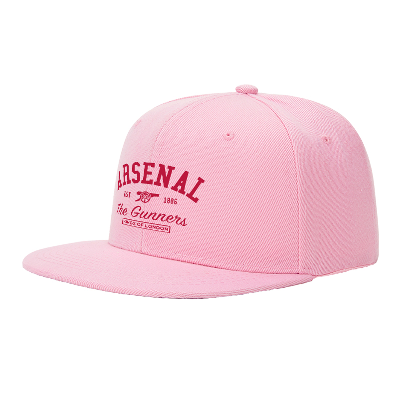 Flat Brim Baseball Cap Arsenal The Gunners Kings of London Logo Print Streetwear Underground Skate Style Hat for Basketball Court Skate Park Urban Players and Rap Artists