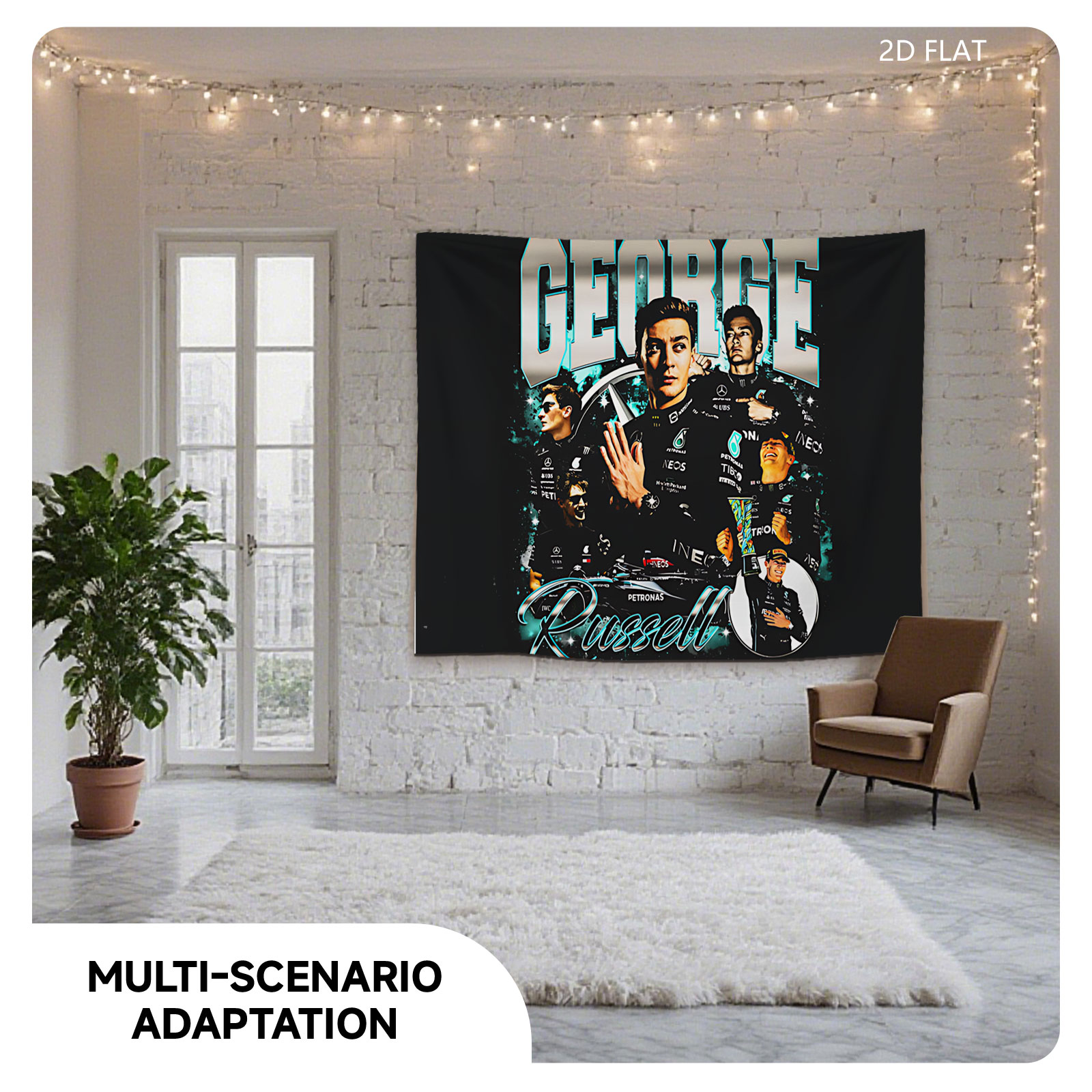 George Russell: Mercedes-AMG Petronas Formula One Driver, Racing Champion, Team Leader, and Motorsport Icon - Tapestry