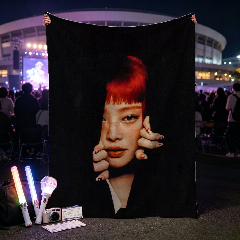 Rihanna in Dramatic Portrait with Red Hair and Bold Makeup - Blankets