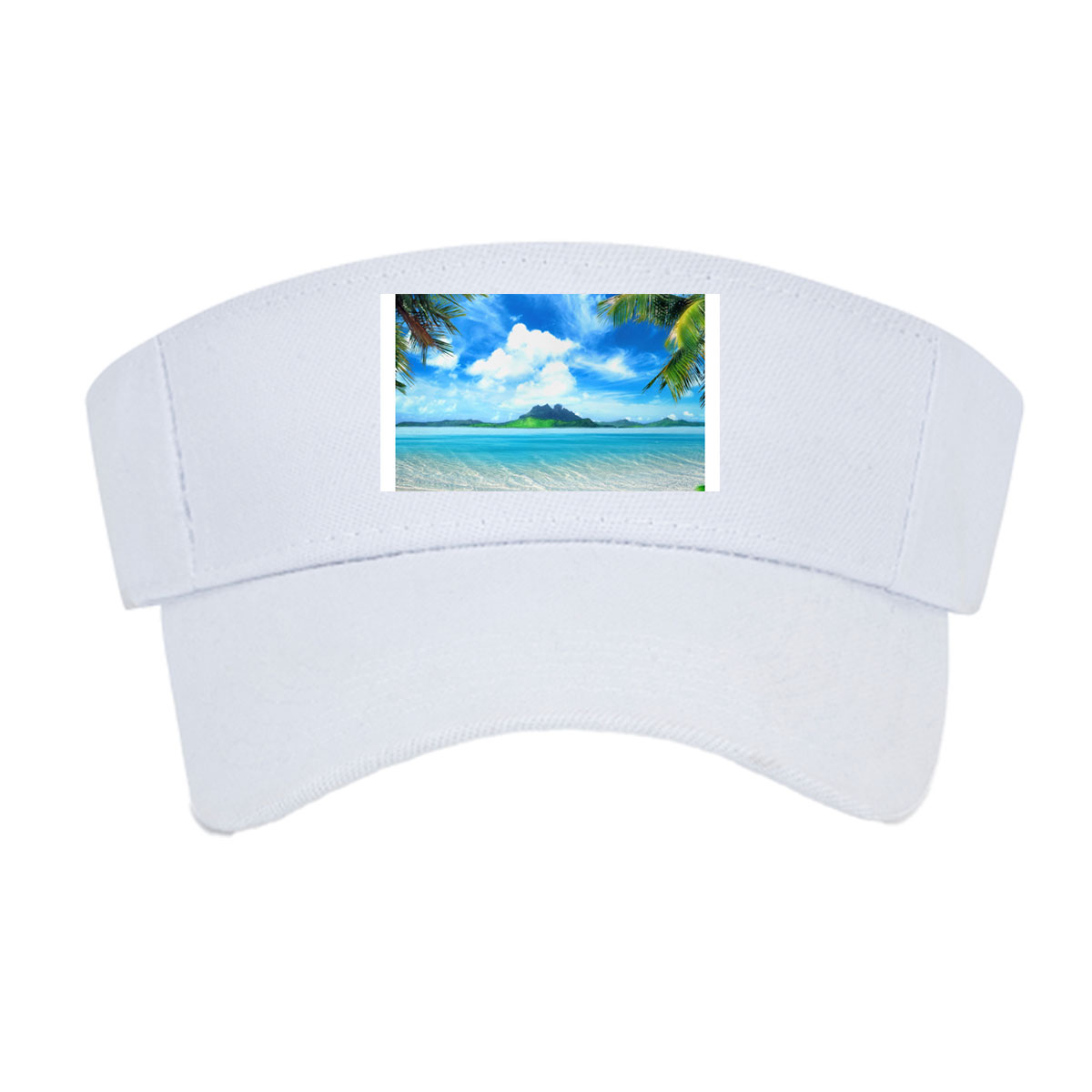 Tropical Beach with Crystal Clear Water and Lush Greenery -  Visor cap