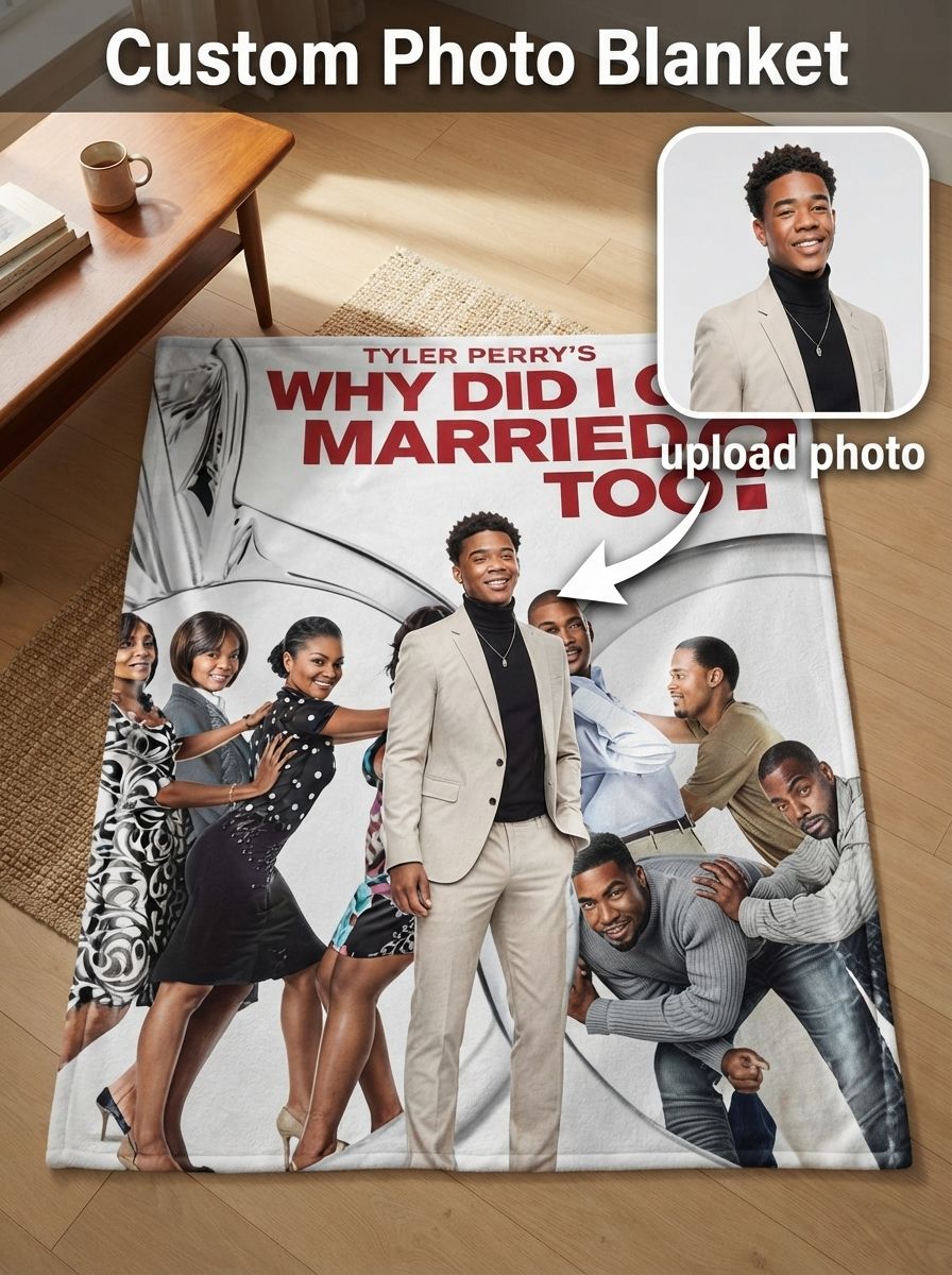 Custom Photo Face Blanket Personalized Flannel Fleece Throw Funny Movie Parody Keepsake Gift for Couples and Movie