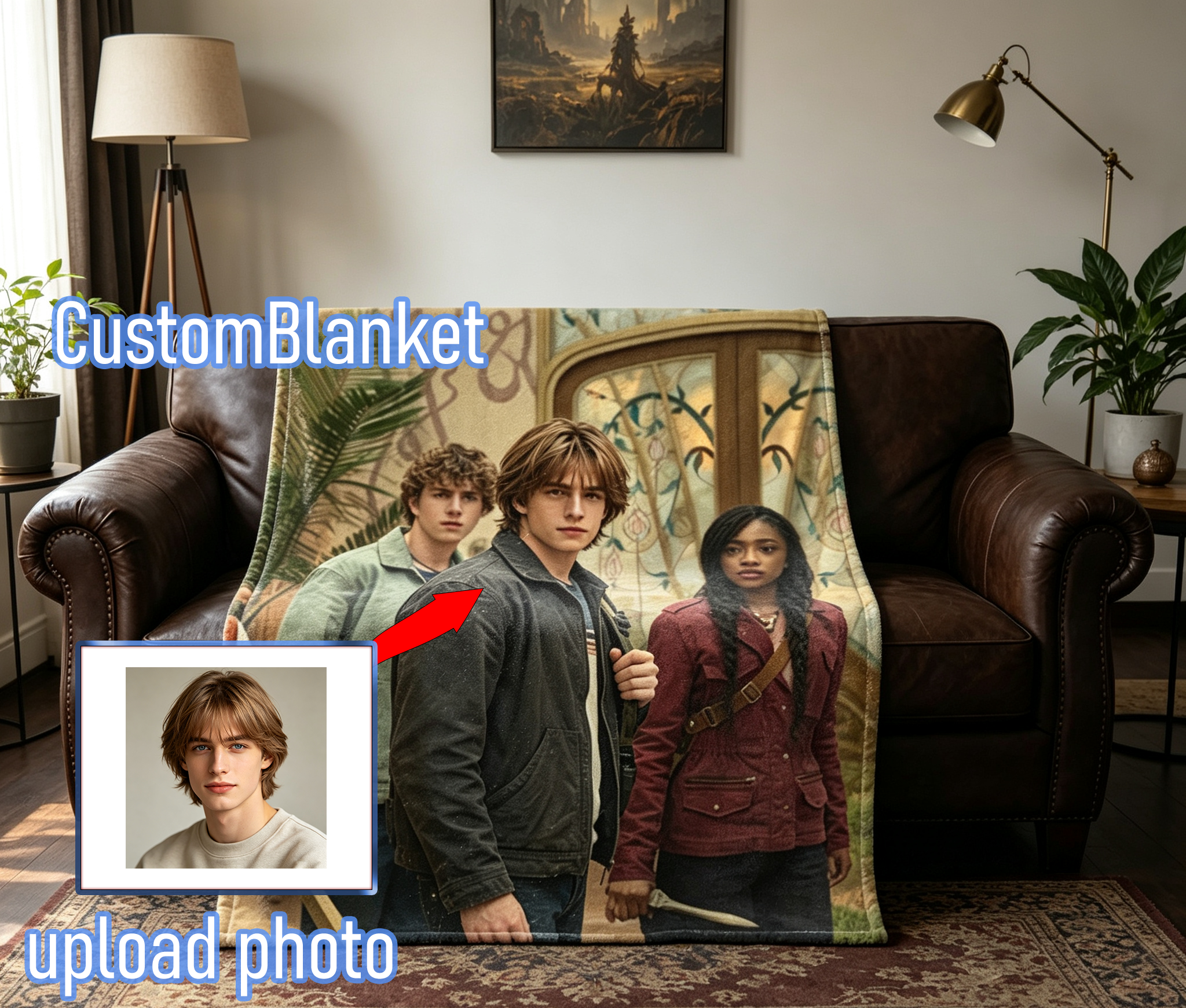 Custom Face Blanket Featuring The Lost Boys Adventure Characters Flannel Blanket for Cozy Nights and Movie Fan Gifts