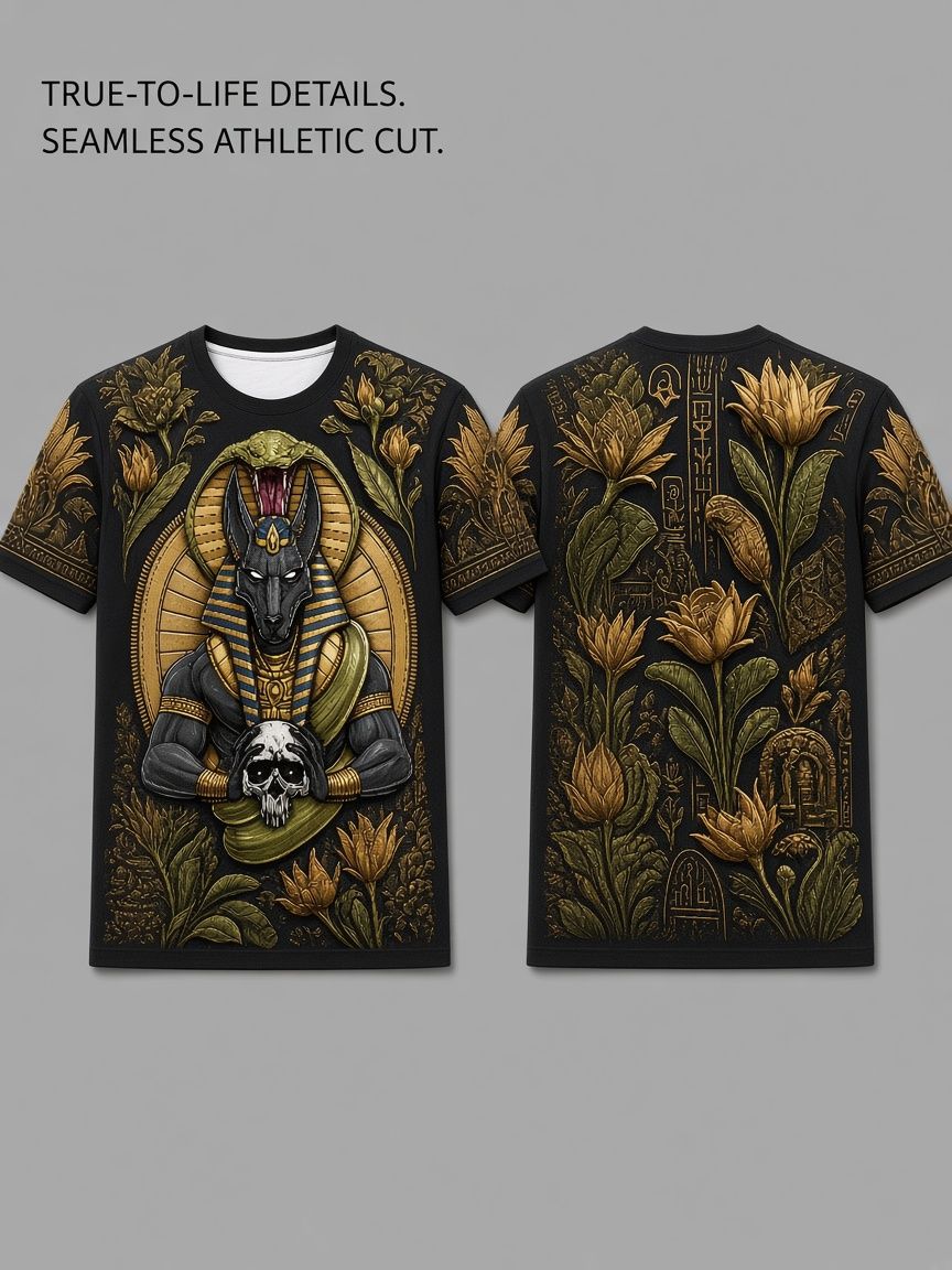 Egyptian Anubis 3D Optical Illusion Graphic Tee Breathable Athletic Mesh T-Shirt Casual And Sports Wear