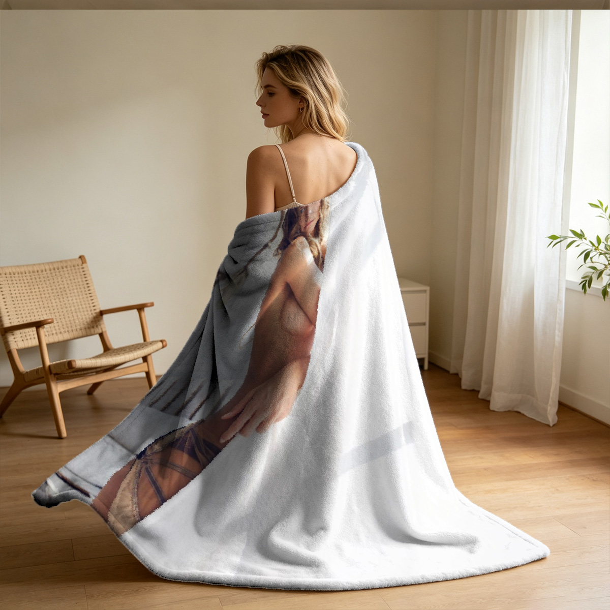 Kylie Jenner in a Tight White Strapless Mini Dress Standing at the Doorway - Blanket