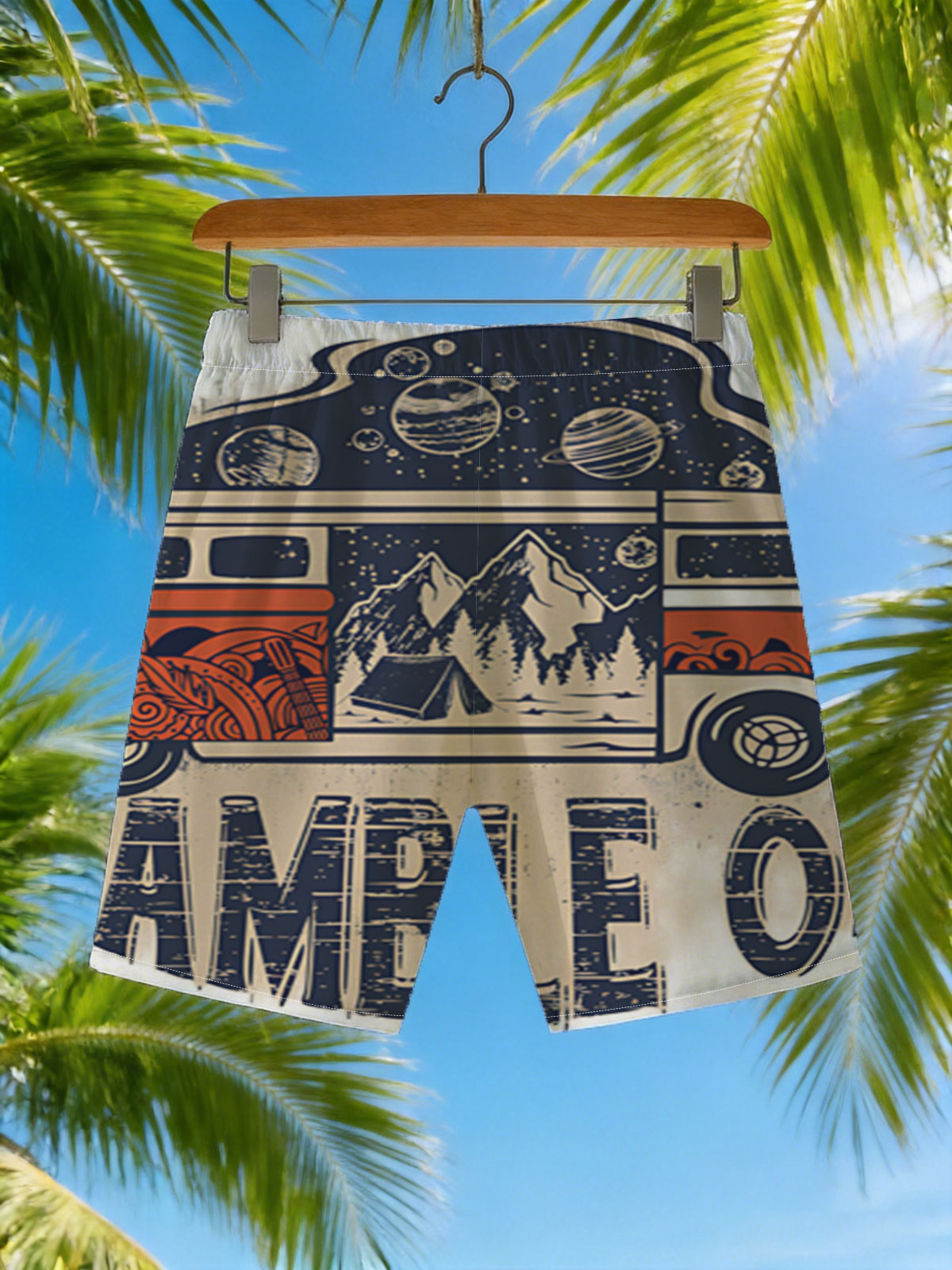 Ramble On: Van Adventure with Mountains, Stars, and Cosmic Vibes -  Beach shorts
