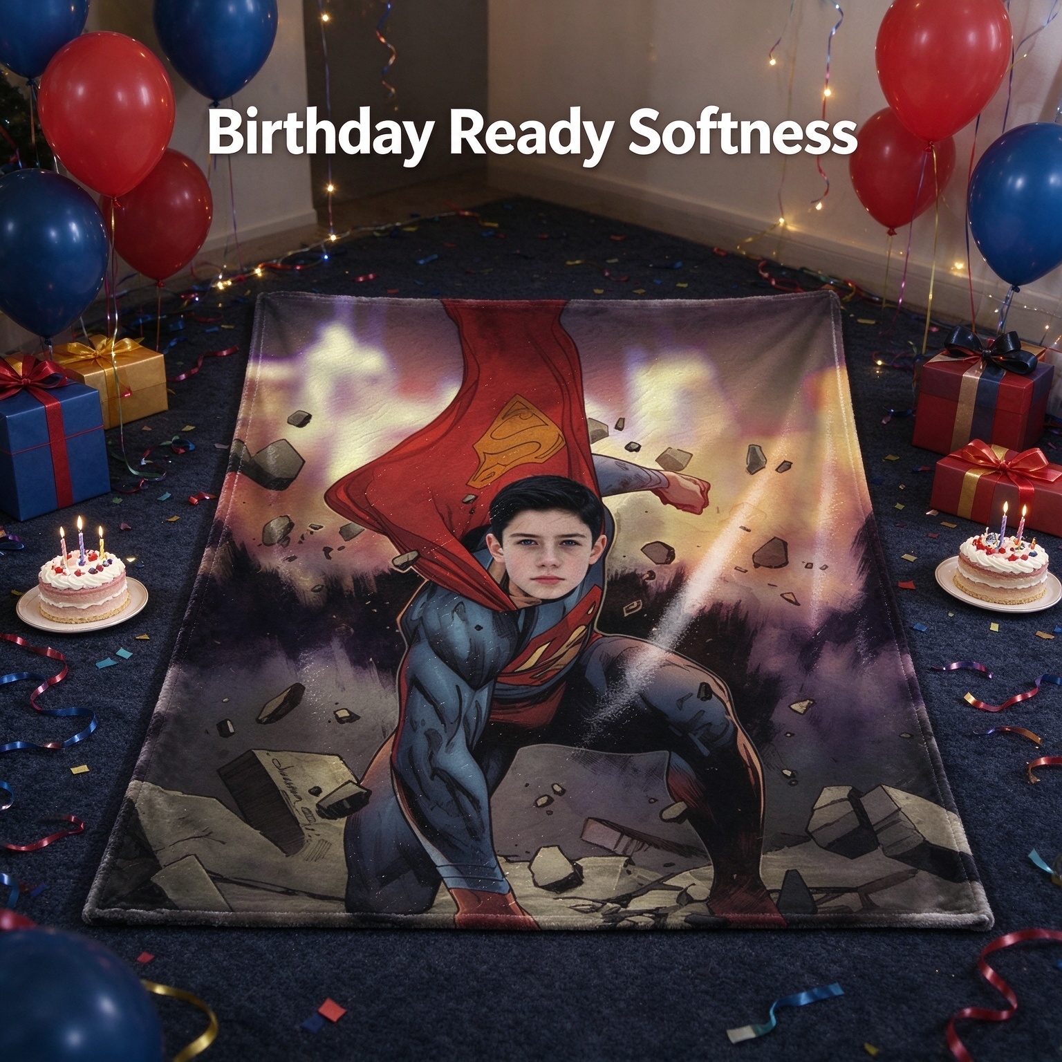 Custom Face Superhero Flannel Blanket, Personalized Photo Comic Hero Throw, Cozy Plush Gift for Bed Sofa