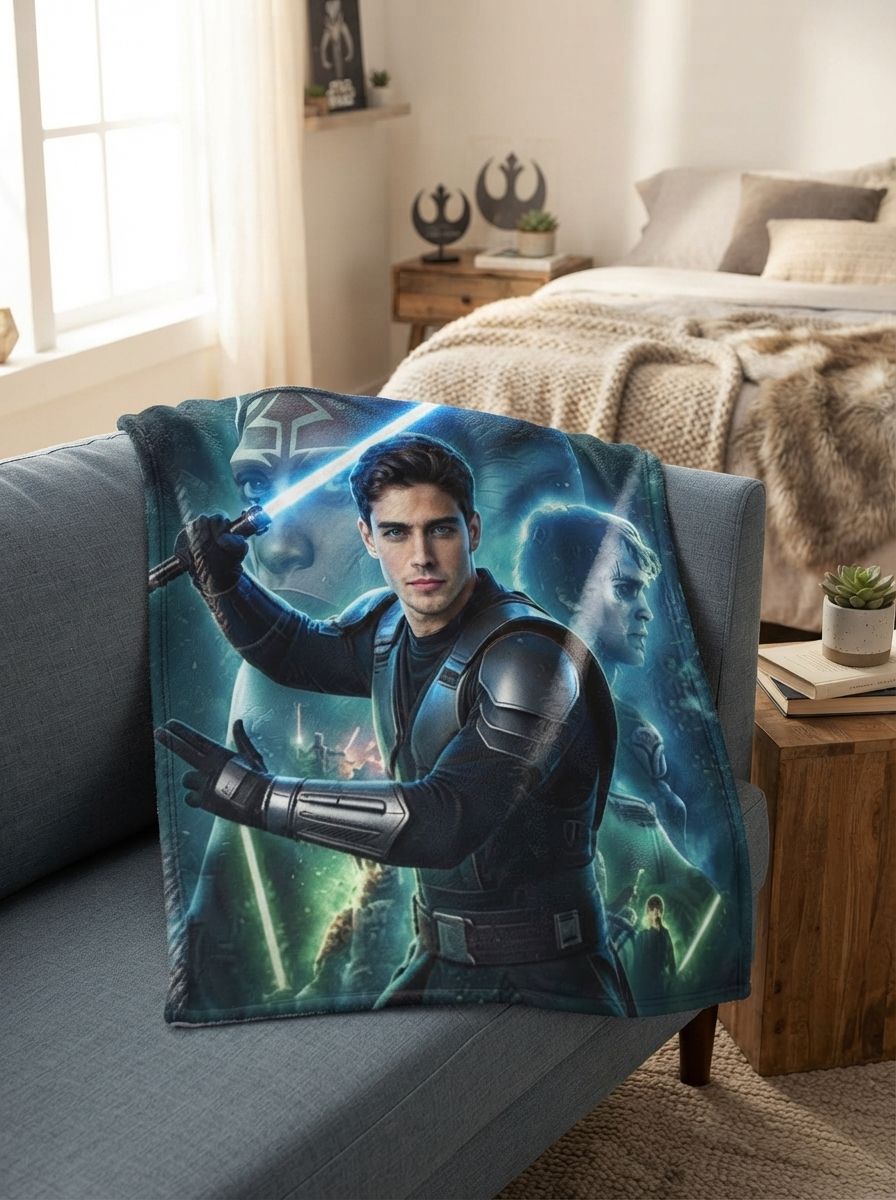 Custom Photo Face Flannel Blanket Personalized Sci-Fi Warrior Soft Fleece Throw Couch Bed Ideal Keepsake Gift