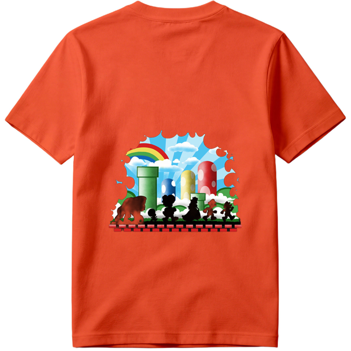 Super Mario Silhouettes: Koopa, Toad, Princess, Mario, and Luigi - Tee
