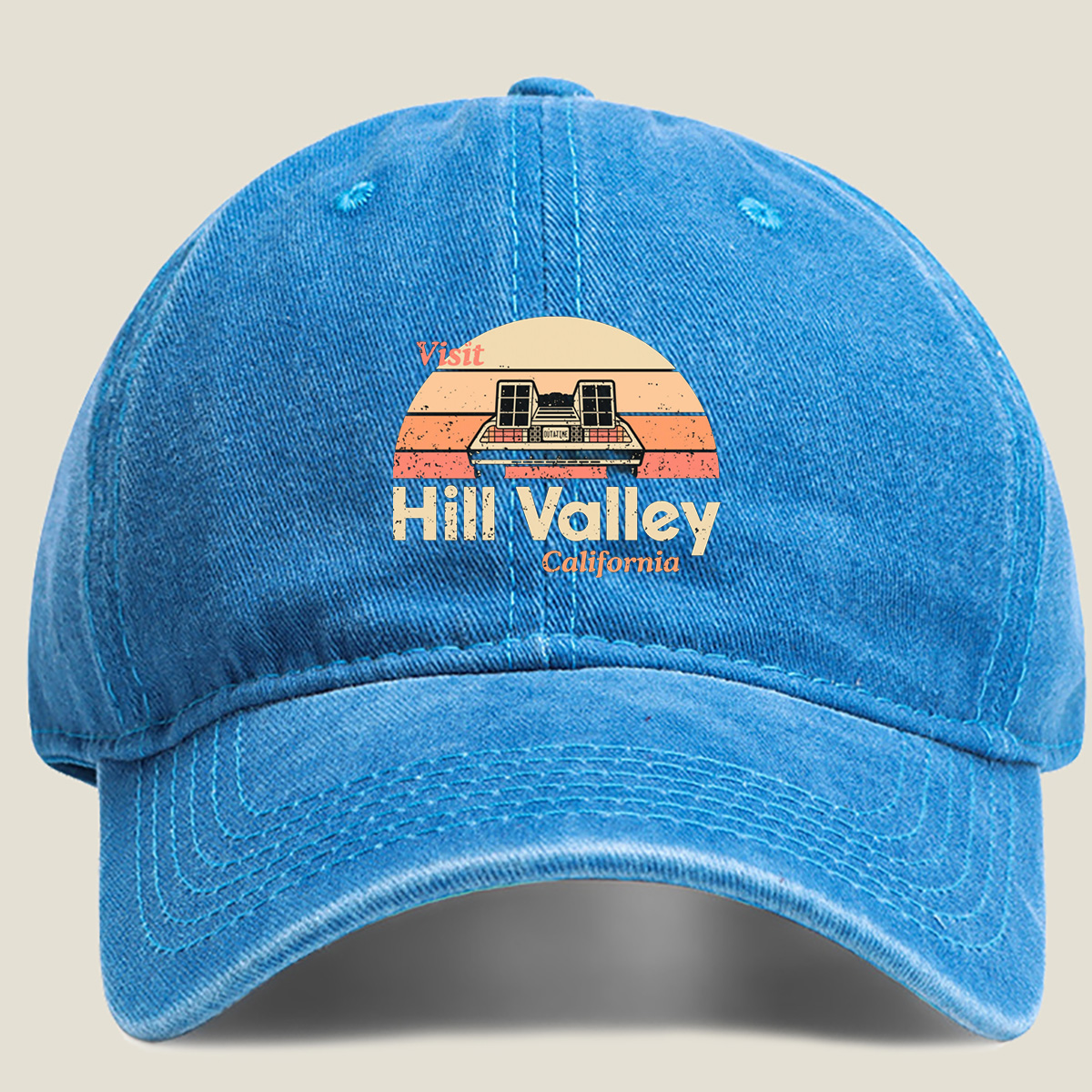 Back to the Future: Visit Hill Valley, California - Washed Denim - Baseball Cap