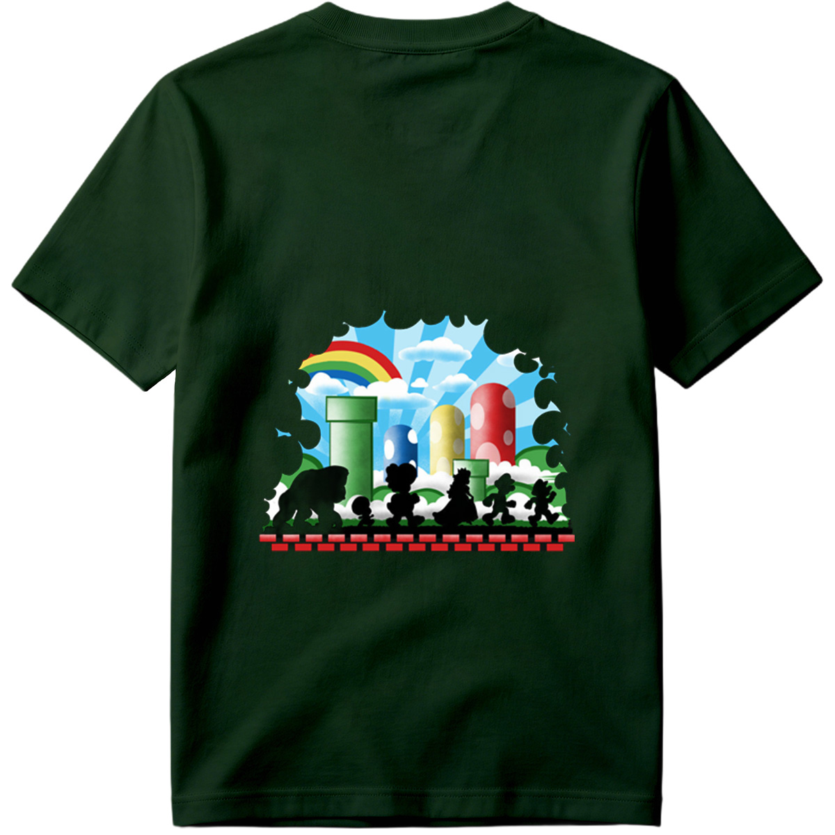 Super Mario Silhouettes: Koopa, Toad, Princess, Mario, and Luigi - Tee