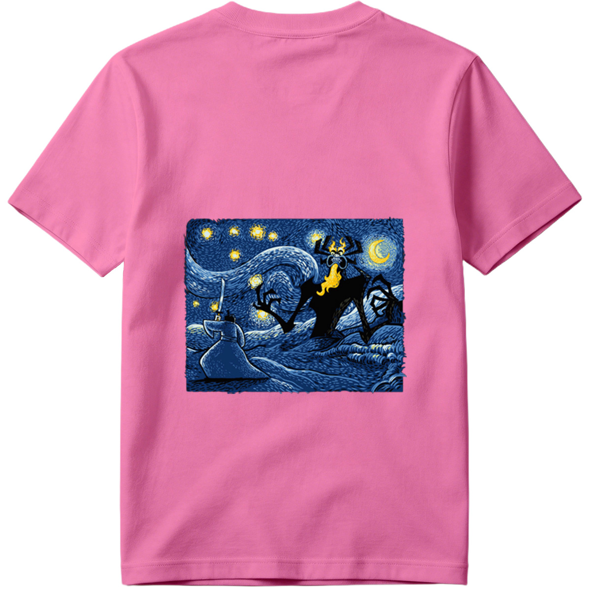 Samurai vs. Fiery Spider in Starry Night - Tee