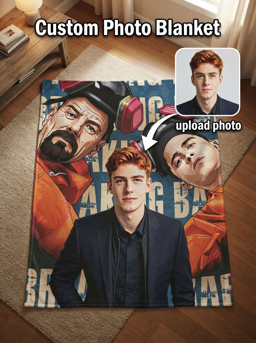 Custom Photo Face Blanket Personalized Flannel Throw Blanket with Graphic Portrait Soft Skin-Friendly Anti-Pilling