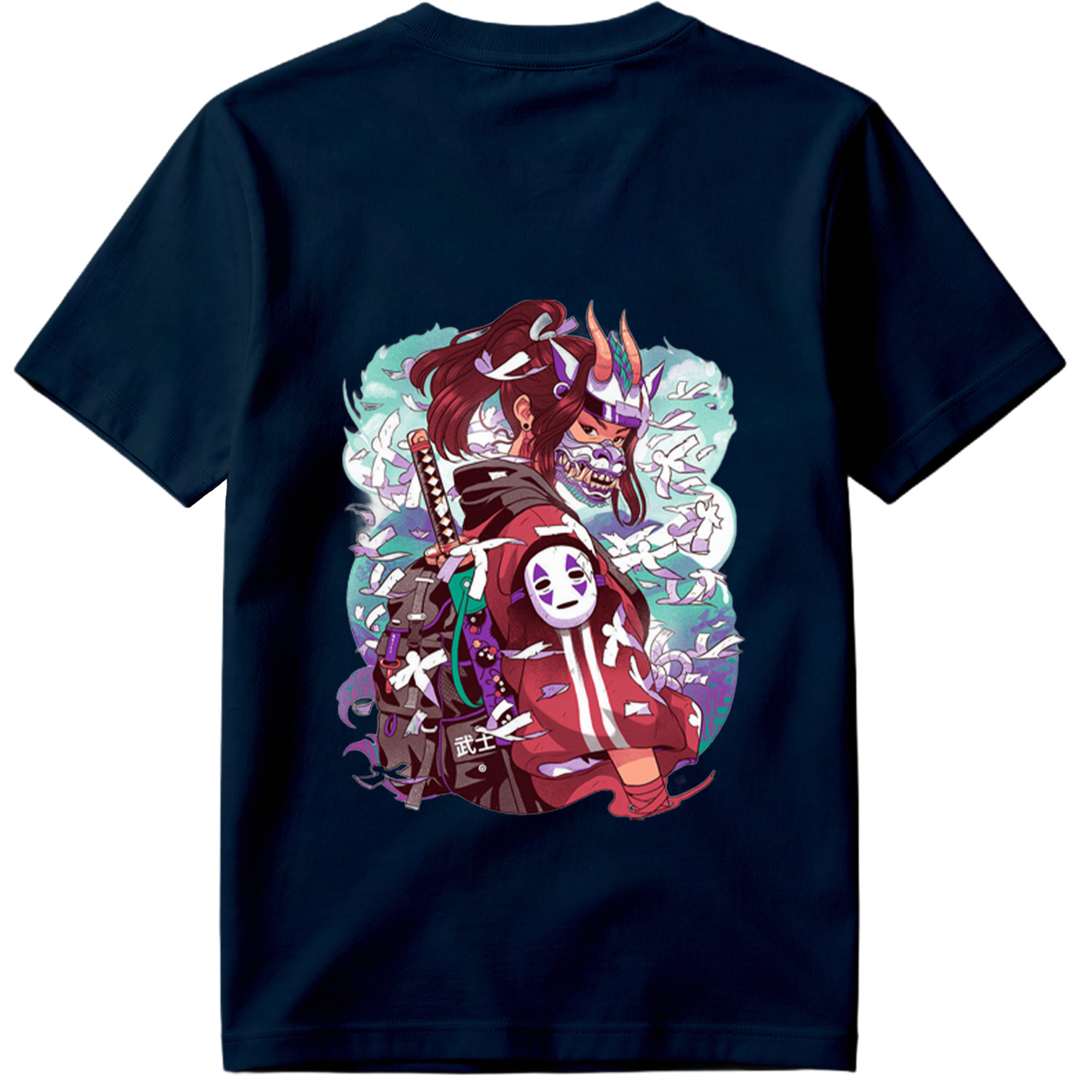 Samurai Warrior with Mask and Katana - Tee