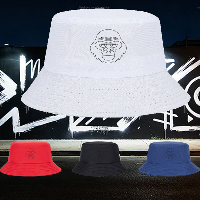 Unisex Bucket Hat with Monkey Face Print and Minimalist Design, Classic Adjustable Sun Hat for Outdoor Activities, Perfect for Travel, Hiking, and Daily Wear, Suitable for Men and Women Seeking Stylish and Functional Headwear