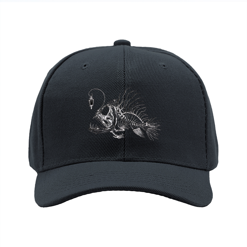 1pc New Baseball Cap with Fish Skeleton Print and Lantern Design Unisex Adjustable Hat for Outdoor Activities and Casual Wear Suitable for Adults and Teenagers