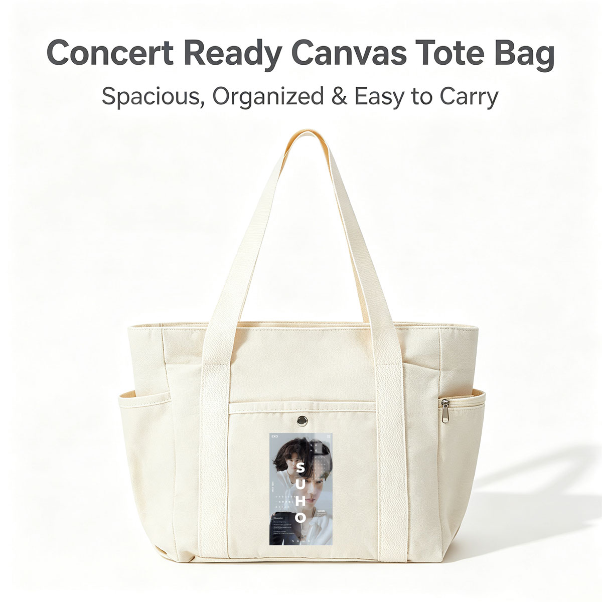 EXO Suho in a Minimalist Portrait with Overlaid Text and Soft Lighting - Multi-pocket bags