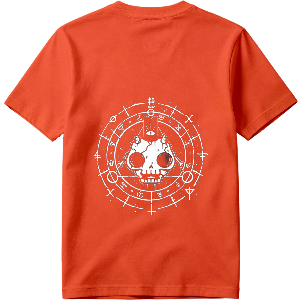 Skull with Horns and Mystical Symbols - Tee