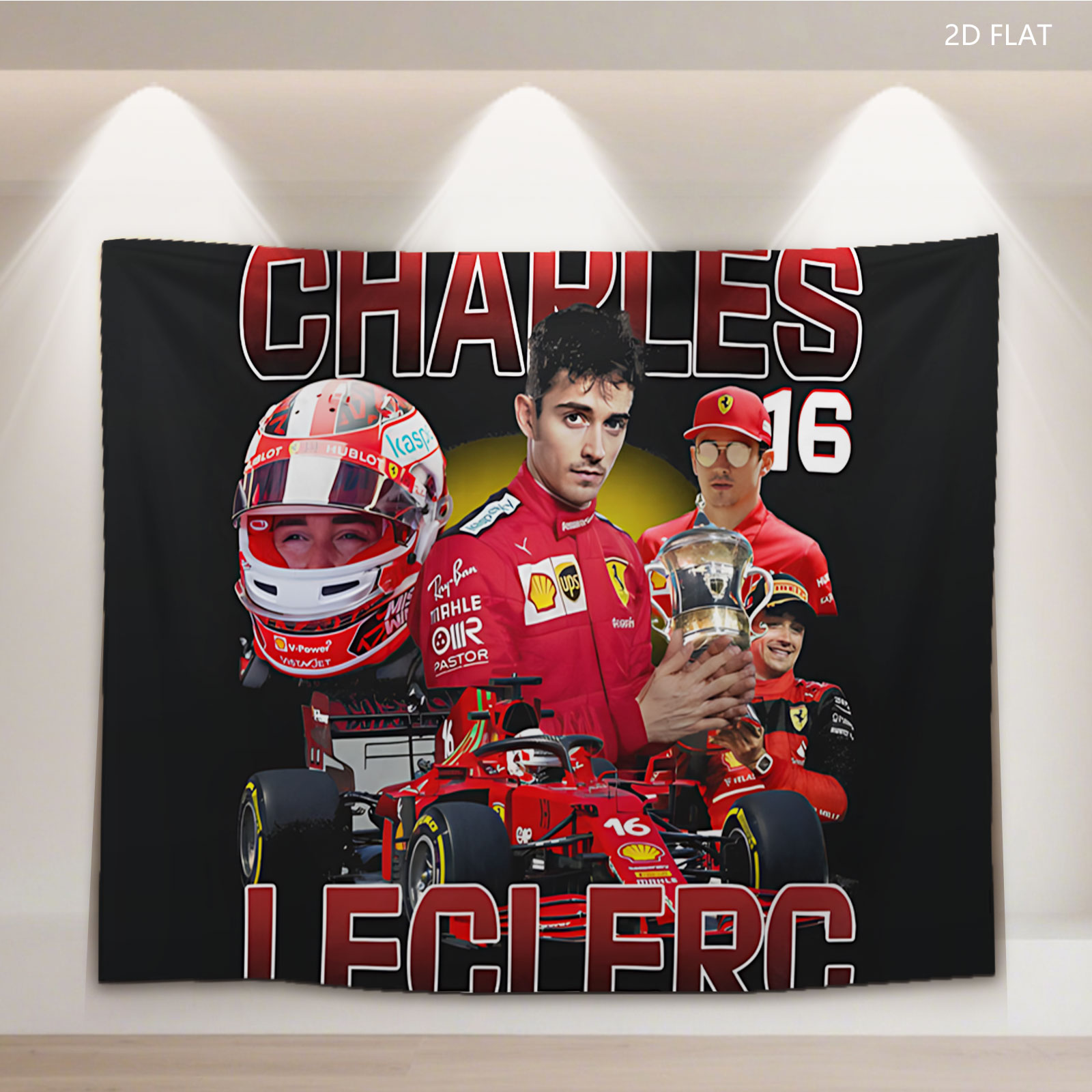 Charles Leclerc Ferrari F1 Driver 16 Trophy Celebration - Tapestry