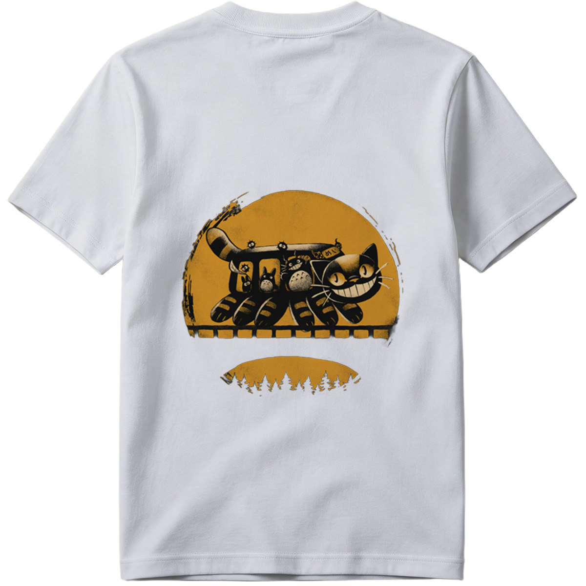 Catbus and Totoro on a Moonlit Journey - Tee