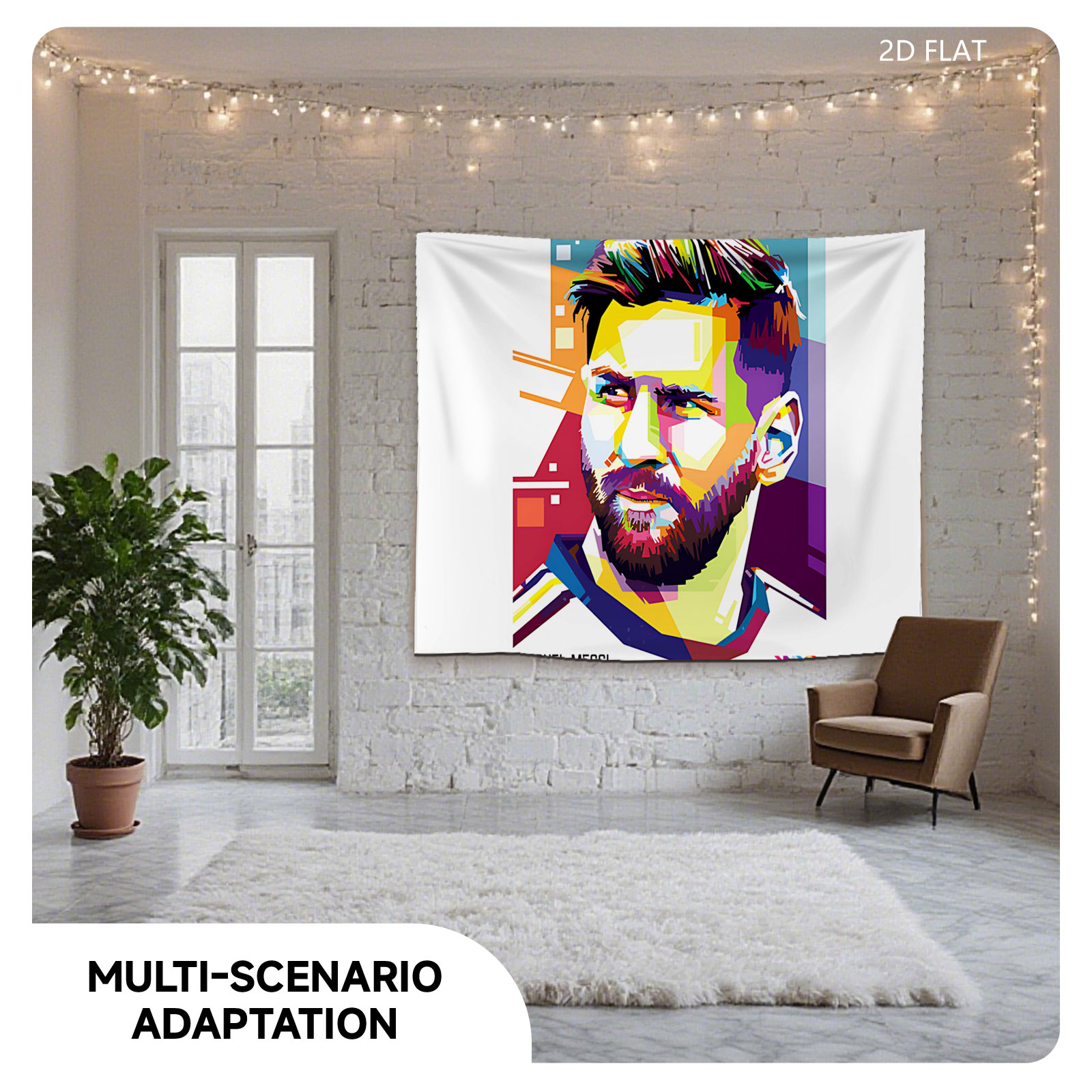Lionel Messi Pop Art Portrait - Tapestry