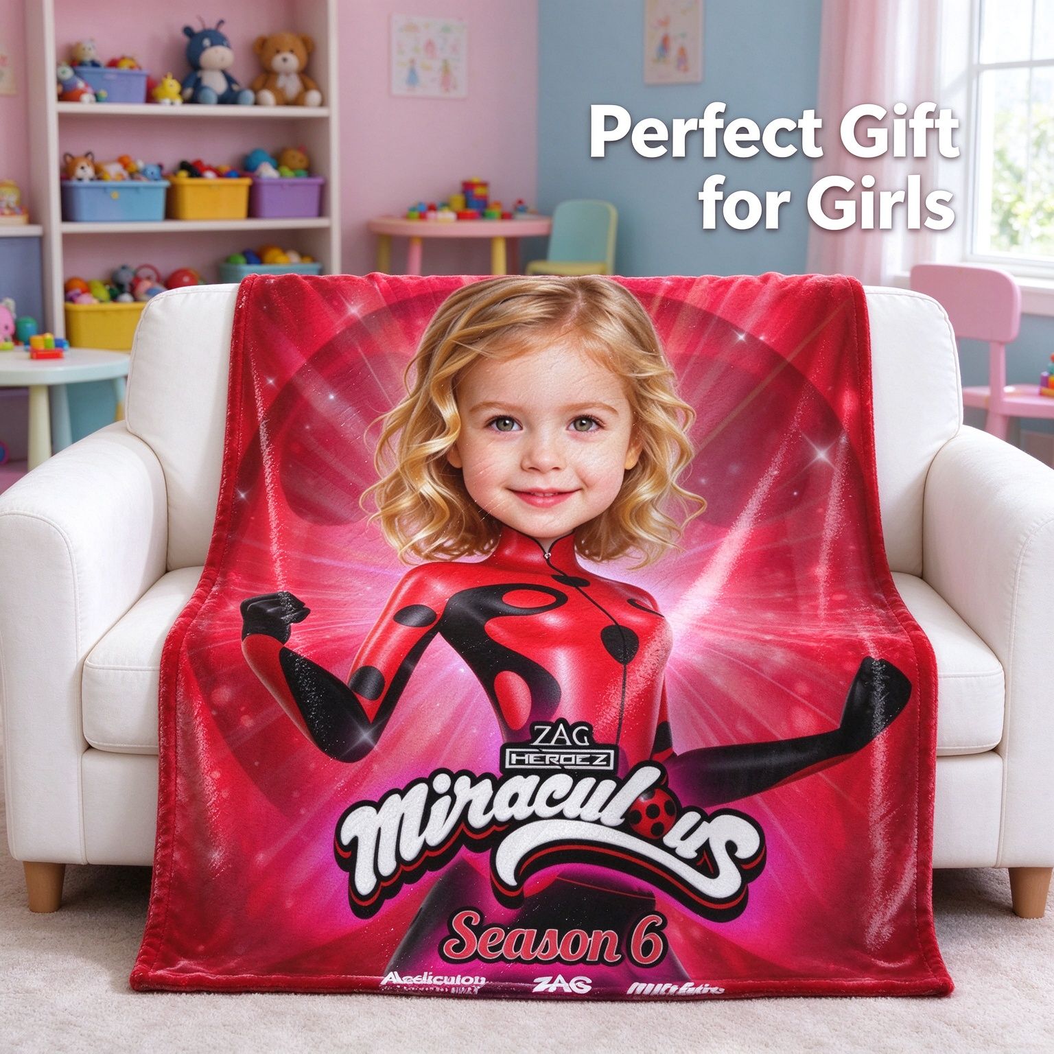 Custom Face Superhero Flannel Blanket, Personalized Photo Plush Throw, Anti-Pilling Cozy Bedding Gift for Kids