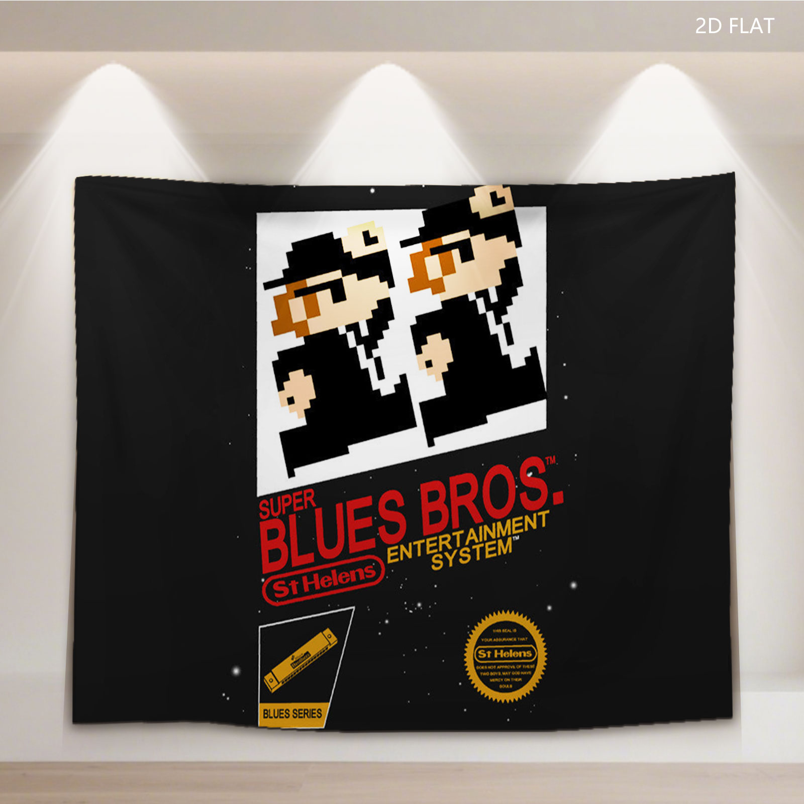 Super Blues Bros. Entertainment System: St Helens Blues Series Pixel Art Design - Tapestry