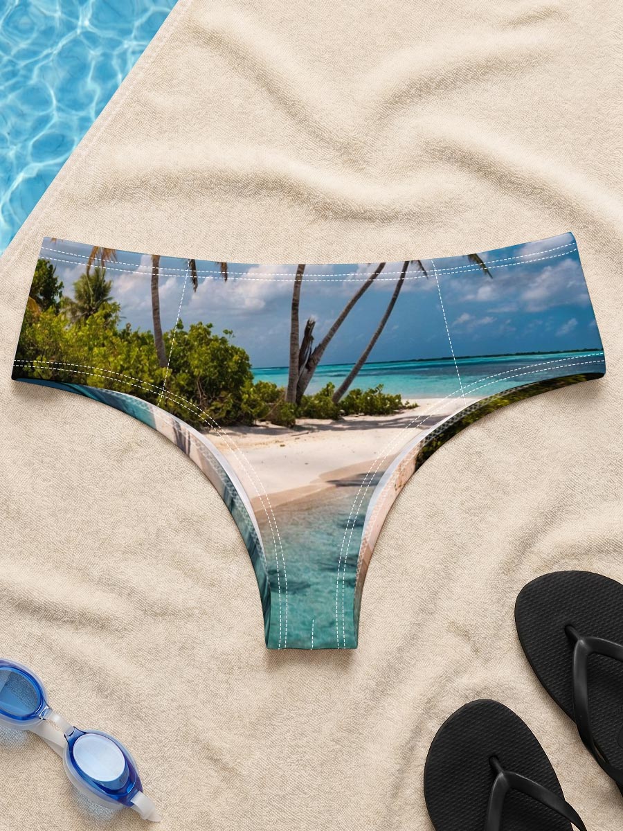 Tropical Beach with Palm Trees and Crystal Clear Water -  Men's swim trunks